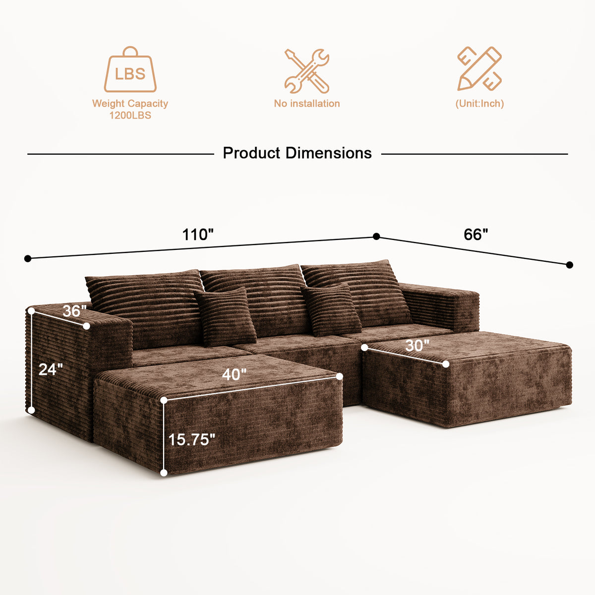 Rowan U-Shape 6-Seat Sectional Sofa