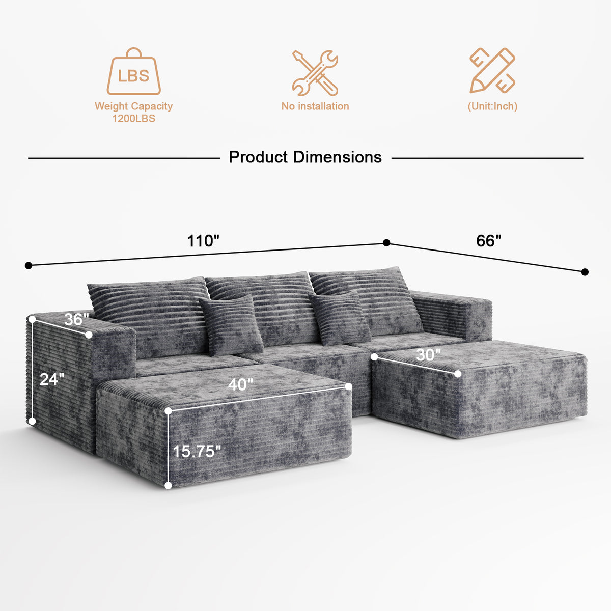 Rowan U-Shape 6-Seat Sectional Sofa