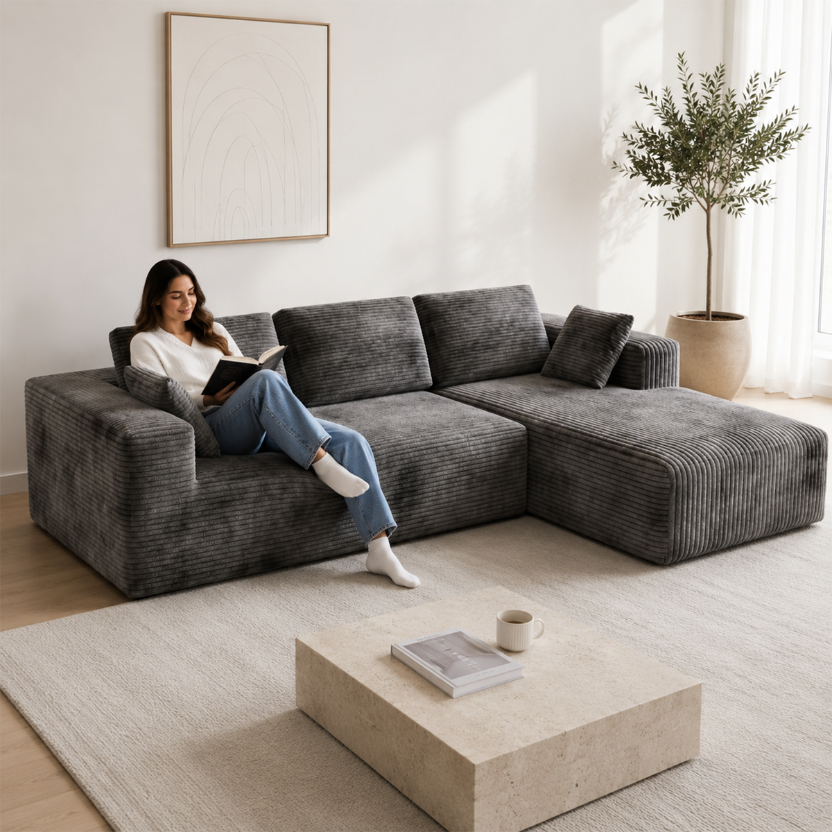 Milo L-Shape 3-Seat Sectional Sofa