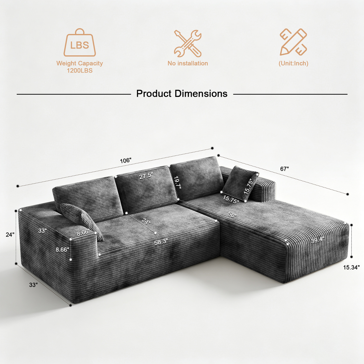 Milo L-Shape 4-Seat Sectional Sofa