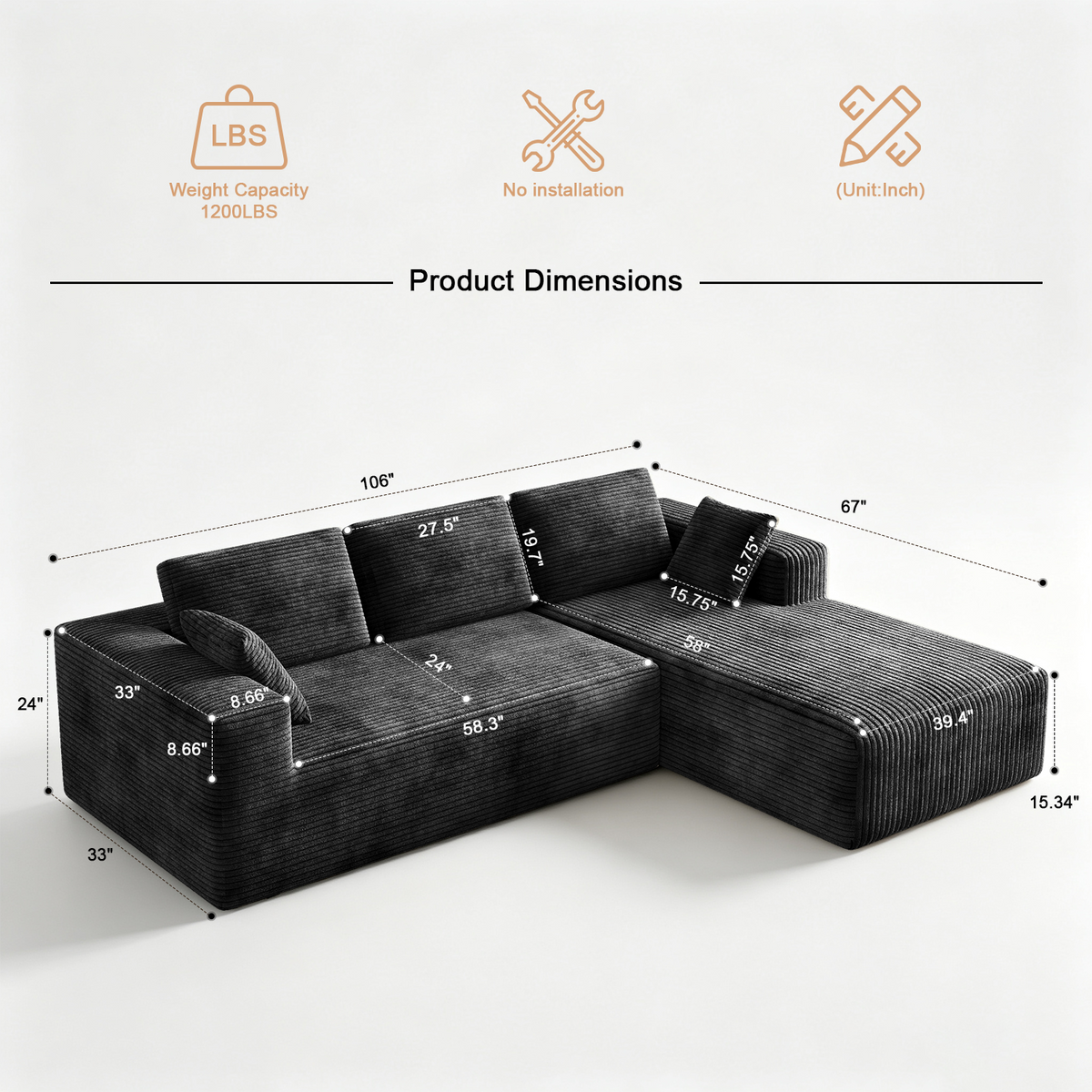 Milo L-Shape 4-Seat Sectional Sofa