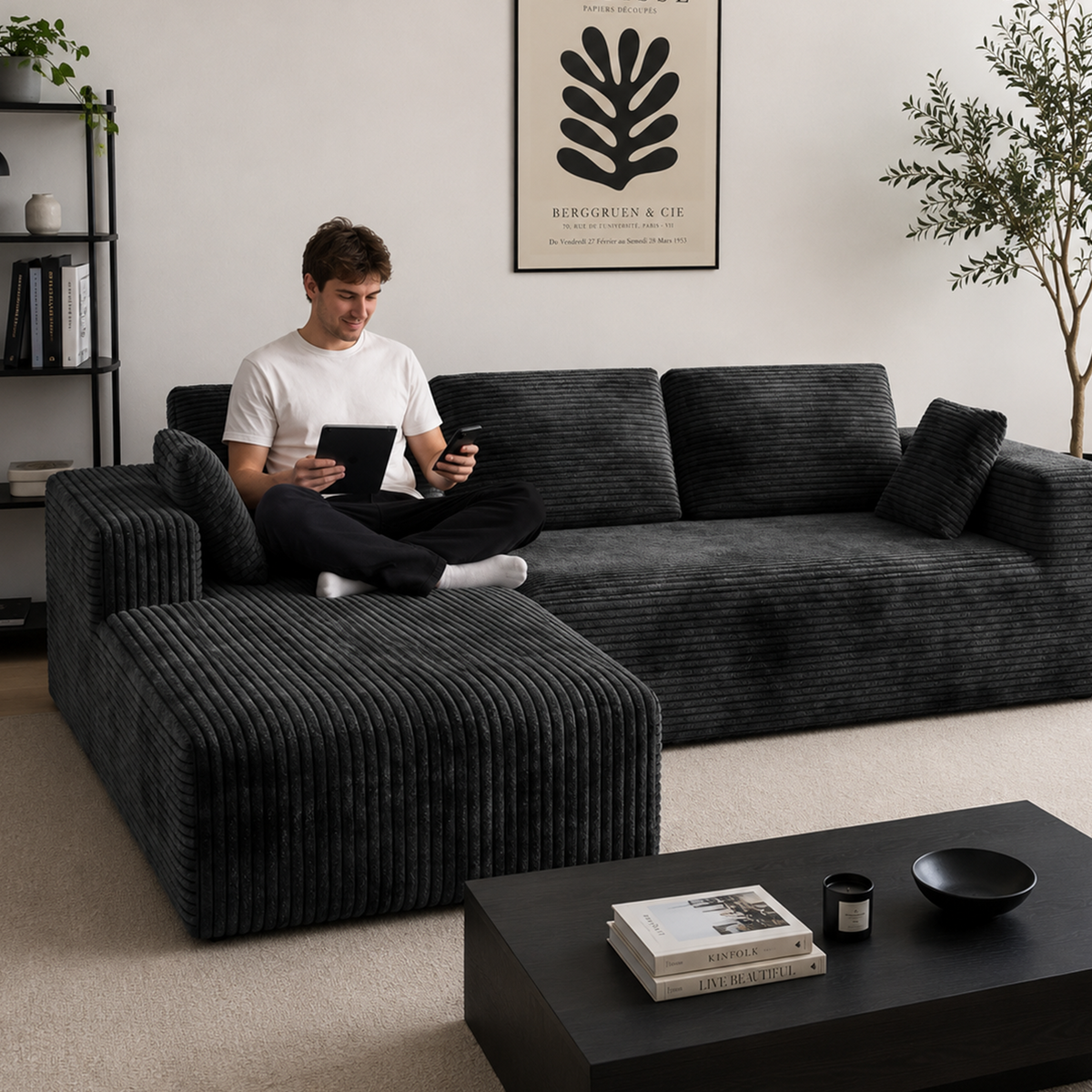 Milo L-Shape 3-Seat Sectional Sofa