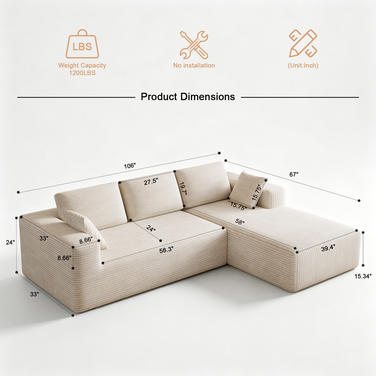 Milo L-Shape 4-Seat Sectional Sofa