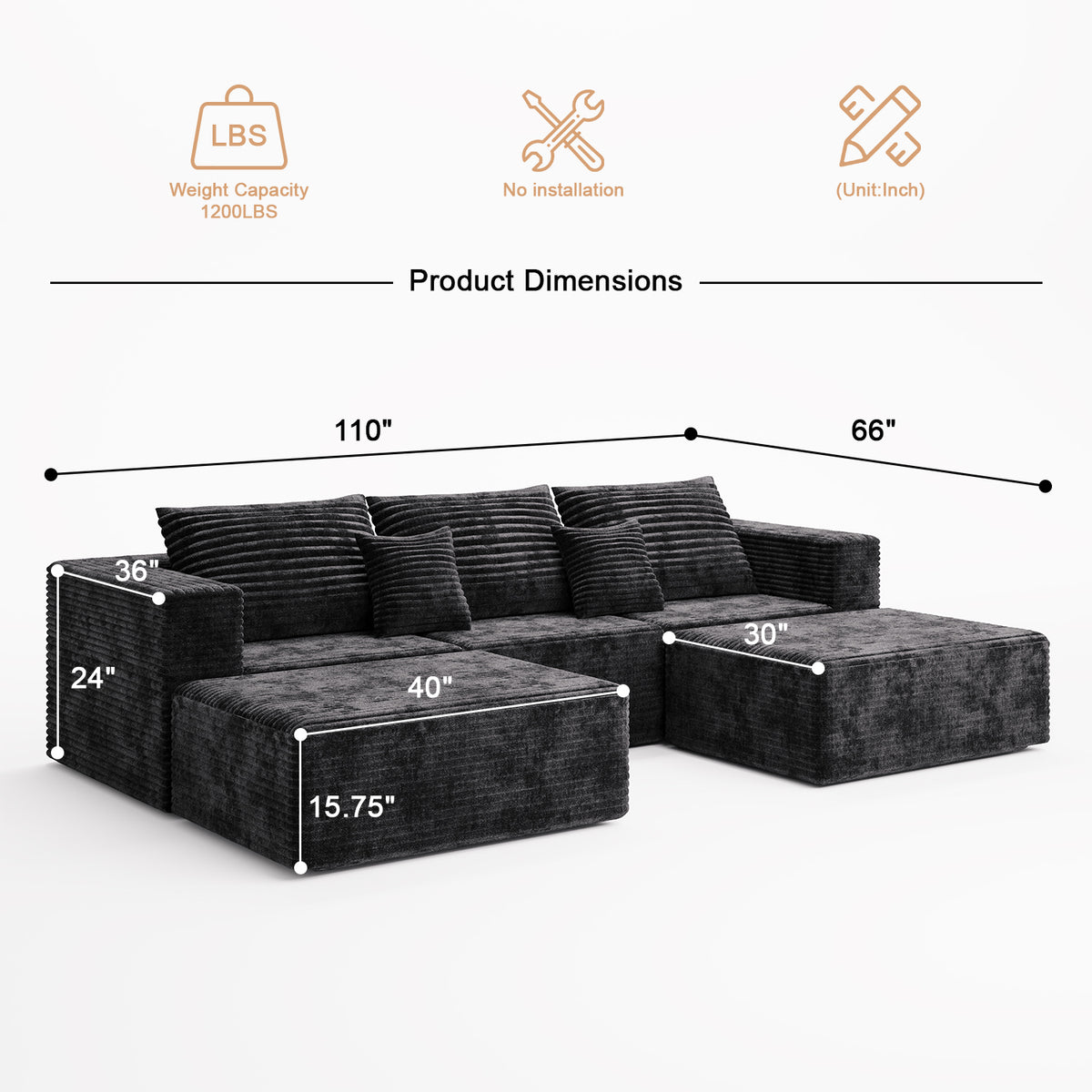 Rowan U-Shape 6-Seat Sectional Sofa